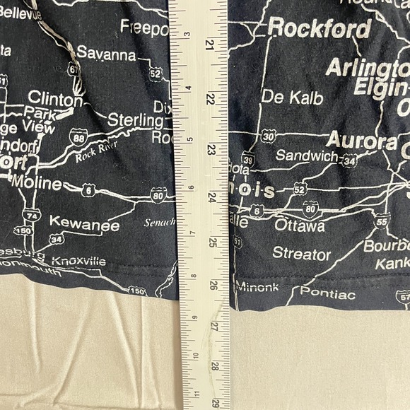 Vintage 90s American Crown Wisconsin All Over Print Map T Shirt Men Medium Black - Picture 7 of 9